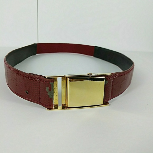Alice + Olivia Accessories - Alice + Olivia Burgandy Gold Buckle Belt Sz S